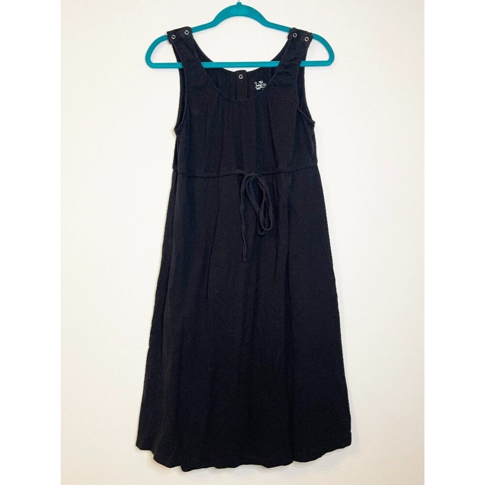 Baby Be Mine Black Maternity Nursing Dress S/M Sleeveless Snap Strap Casual